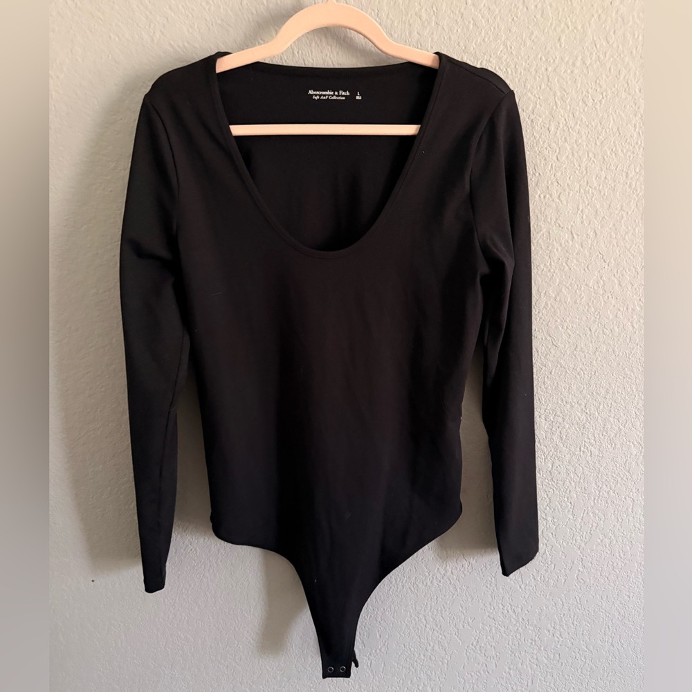 Abercrombie & Fitch Soft A&F Black Scoop Neck Bodysuit | Size L